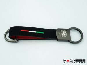 Keychain - Leather - Alfa Romeo Crest + Italian Flag Keychain - Leather - Alfa Romeo Crest + Italian Flag